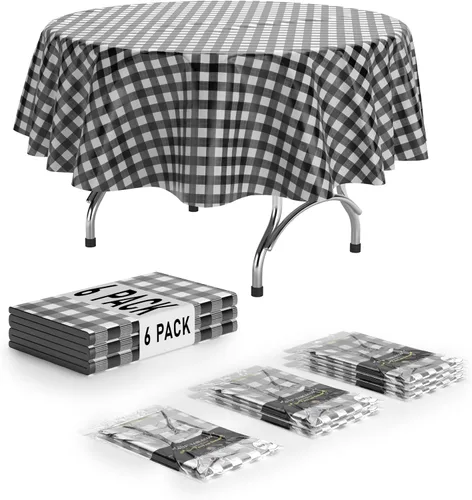 Vista 23 de Exquisite Cubierta de Mesa para Picnic - Paquete de 6 Manteles Premium Rectangulares de Plástico - Cubierta de Mesa para BBQ a Cuadros Negro