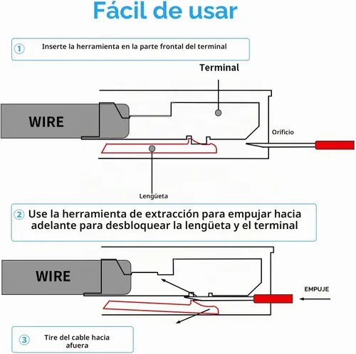 Vista 6 de Juego de herramientas de extracción de terminales 39 piezas, kit mejorado de extractor de llaves rotas, extracción de pines eléctricos de conector