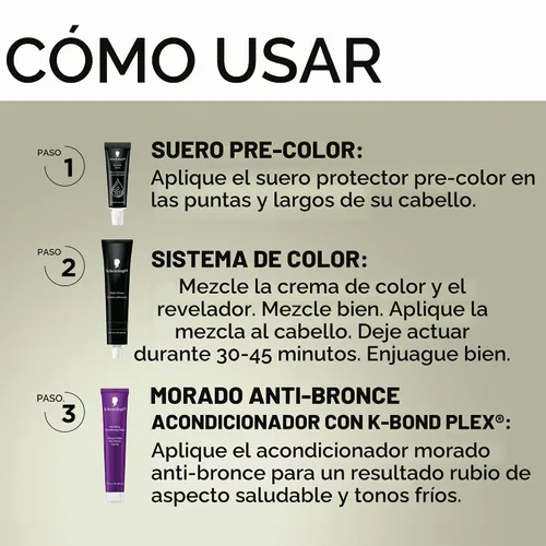 Vista 7 de Schwarzkopf® Keratin Blonde 001 Platinum Blonde Tinte permanente para el Rubio Platino