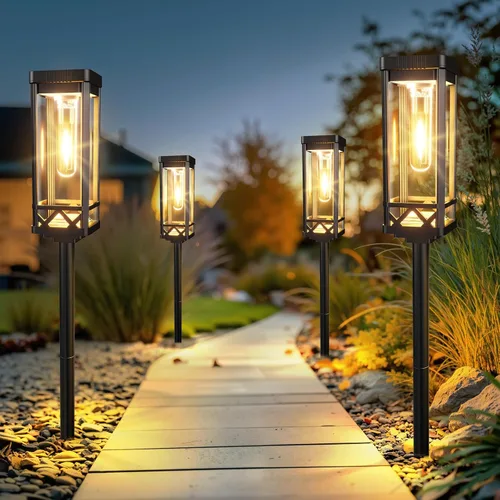Vista 4 de KOOPER Taller Solar Pathway Lights Outdoor, 2 Pack Upgraded Brighter Solar Garden Lights Solar Powered, Up To 15 Hours Outdoor Solar Lights for Yard