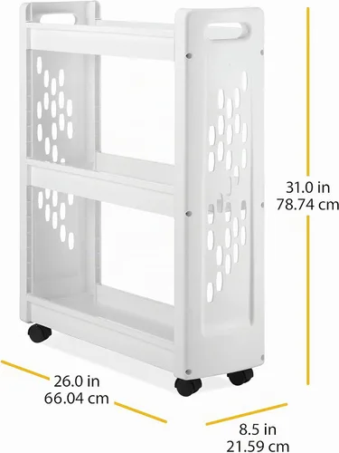 Vista 8 de Carrito con ruedas con 3 estantes para almacenar utensilios para hacer la colada, de Whitmor