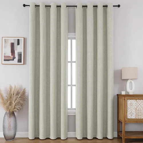 Vista 22 de CUCRAF - Juego de 2 paneles de cortinas de ventana con oscurecimiento total del 100%, de 54 pulgadas de largo, con aspecto de lino falso, cortinas