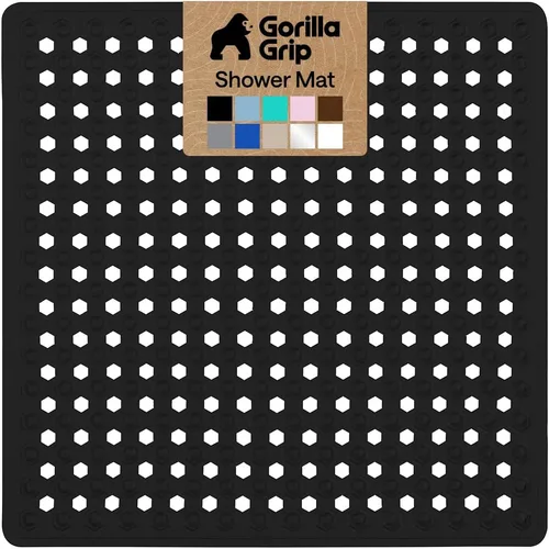 Vista 37 de GORILLA GRIP - Alfombrilla patentada cuadrada para cabina de ducha, alfombrillas pequeñas para el piso de la bañera para duchas de pie, ventosas