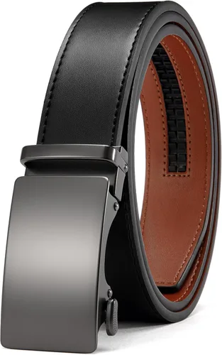 Vista 10 de CHAOREN - Cinturón para hombre - Cinturón de trinquete de cuero de 1 3/8 pulgadas para pantalones de vestir - Cinturón micro ajustable que se adapta