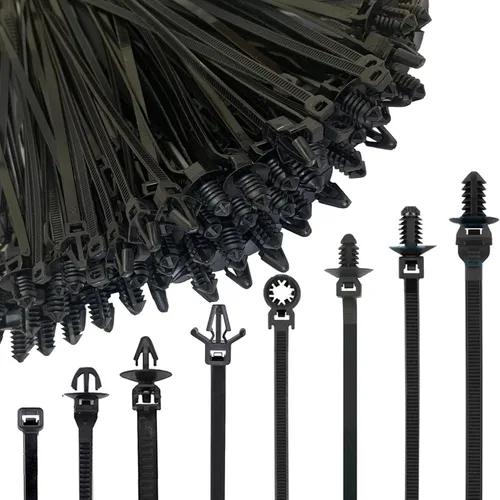 Vista 13 de 70 piezas de bridas de cables con montaje a presión de nylon con cierre de cremallera, bridas de plástico resistentes, bridas de cremallera