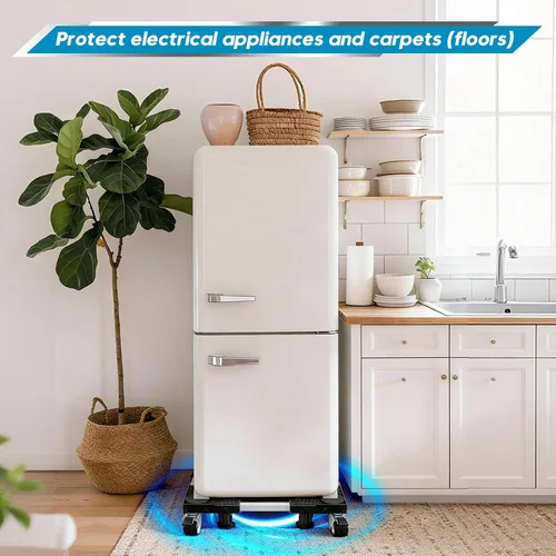 Vista 11 de I'SMARTMOON Mini soporte ajustable para refrigerador con ruedas, resistente para refrigerador pequeño, lavadora, congelador, enfriador de vino, se