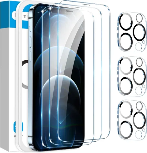Vista 18 de Fotbor Compatible con 3 protectores de pantalla de iPhone Air con 1 juego de protector de lente de cámara, actualización 2025 9H+ vidrio templado