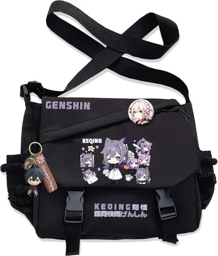 Vista 7 de Bolso Furina Crossbody Bag Single Shoulder Bag Adulto Anime 3D Print Mochila Negro Bolsa