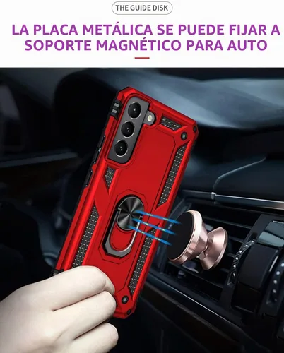 Vista 5 de Funda para Samsung Galaxy S22, Galaxy S22, con protector de pantalla, [grado militar] de 16 pies, con soporte magnético, funda protectora para Rojo