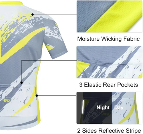 Vista 5 de sponeed Hombres Bicicletas Jersey Cremallera Completa Ciclismo Camisa Tops Transpirable