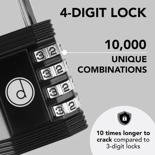 Vista 2 de Candado: cerradura de 4 dígitos de combinación para lockers de gimnasios, deportes, escuelas & empleados, aire libre, vallas y almacenamientos. Todo