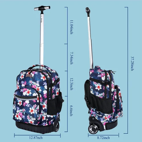 Vista 2 de seastig Mochila con ruedas de 18 pulgadas con bolsa de almuerzo y estuche para lápices, mochila con ruedas, mochila para laptop, adultos y niños