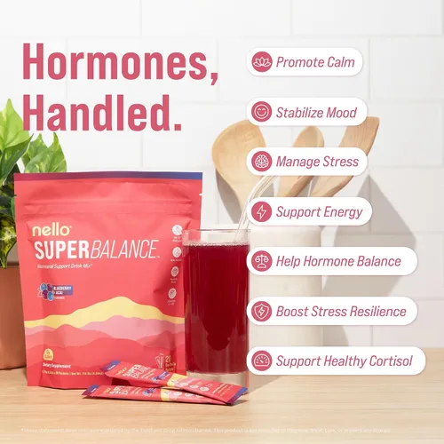 Vista 3 de Nello Superbalance Mezcla de bebida de apoyo hormonal, SRI-81 Shatavari, mio-inositol, Rhodiola Rosea, vitamina C, magnesio, teobromina