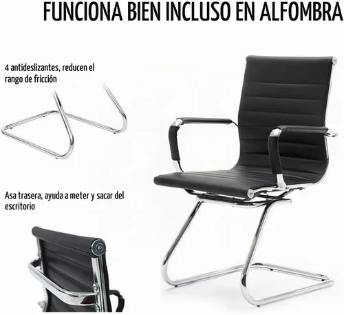 Vista 8 de Juego de 2 sillas de sala de conferencias, sillas de sala de espera con brazos, sillas de recepción de piel sintética sin ruedas, sillas de Negro