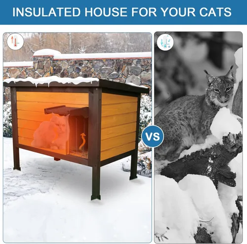 Vista 4 de FunXplore Casa para Gatos Exterior Aislada Refugio para Gatos Ferales Resistente a la Intemperie para Invierno con Puerta de Escape de Espuma