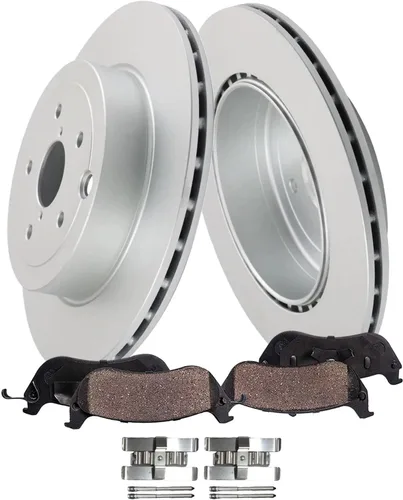 Vista 23 de Detroit Axle - Juego de 4 frenos delanteros para BMW X5 2002, 2003, 2004, 2005, 2006, rotores de freno de disco y pastillas de freno de cerámica