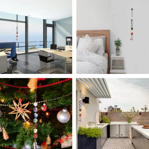 Vista 4 de Adornos colgantes de cristal hechos a mano para ventana de automóvil, 7 chakras, decoración del hogar, adorno de Feng Shui, yoga, meditación