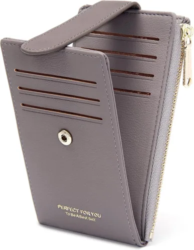 Vista 14 de Badiya Tarjetero para mujeres con RFID, carteras delgadas, plegables, tarjetero multifuncional, monedero