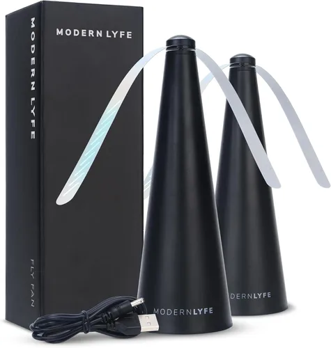 Vista 12 de Ventiladores Antimoscas para Mesas de Modern Lyfe - Alimentados por Batería AA y USB - Matamoscas Accesorio para Acampar al Aire Libre o para Comida