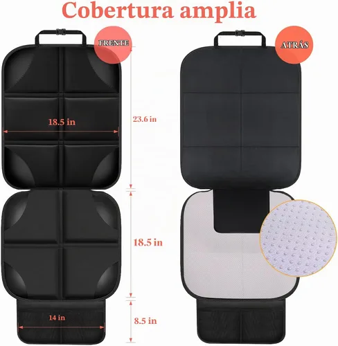 Vista 2 de Protector de Asiento de Coche, Protector de Asiento con Acolchado Grueso Debajo del Asiento de Coche del Bebé, Funda de Asiento de Tela Negro