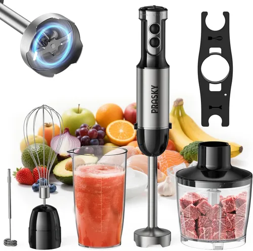 Vista 11 de Immersion Blender Handheld 1200W, 20-speeds Immersion Hand Blenders, Hand Mixer with Mining Beaker,Chopper,Whisk, Frother and Stick Blender Suitable