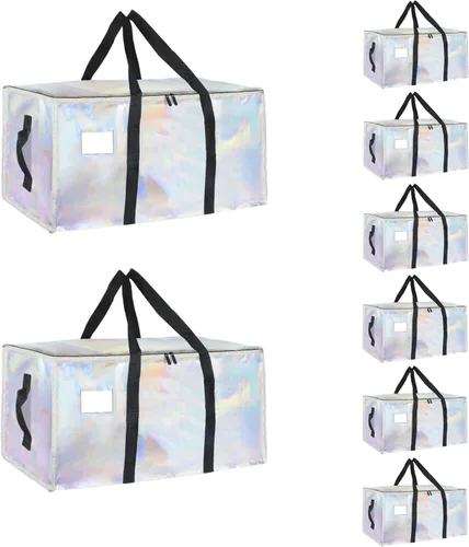Vista 16 de Paquete de 4 bolsas de mudanza extra grandes y resistentes, bolsas de almacenamiento impermeables con asas y cremalleras, plegables para dormitorio