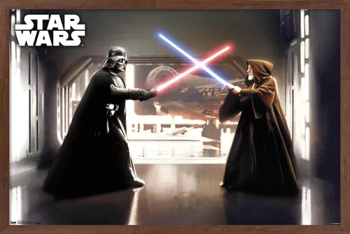 Vista 15 de Star Wars: Saga - First Duel Wall Poster, 22.4L x 14.7W, Barnwood Framed Version