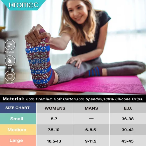 Vista 2 de Calcetines de yoga antideslizantes con agarres para pilates, ballet, barras, descalzos, calcetines antideslizantes para hospitales para mujeres