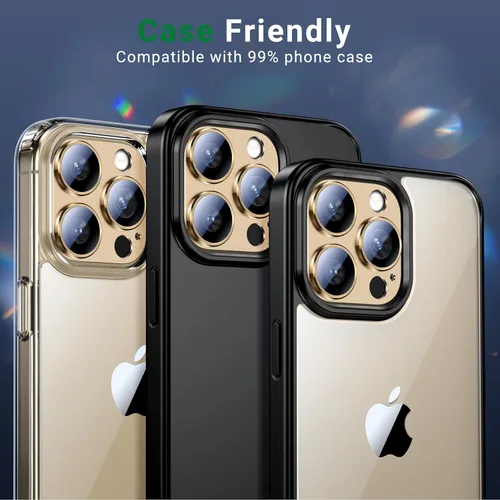 Vista 6 de BAZO Protector de lente de cámara para iPhone 16 Pro Max/iPhone 16 Pro - Vidrio templado, [protección contra caídas], cubierta de cámara 9H, anillo