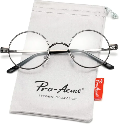 Vista 5 de Pro Acme Lentes transparentes sin receta con marco metálico redondo pequeño retro