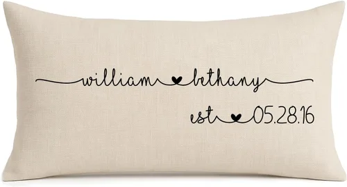 Vista 10 de Almohada de boda personalizada, almohada personalizada con nombre de pareja con corazón, regalo de boda romántico, regalo de compromiso, almohada