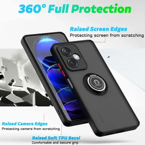 Vista 3 de QUIETIP Funda compatible con Xiaomi Poco X5 Pro 5G con protector de pantalla, TPU + policarbonato duro a prueba de golpes, anillo magnético