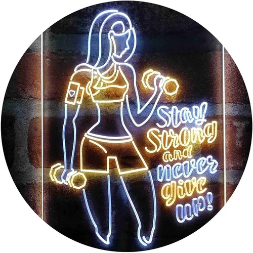 Vista 15 de ADVPRO Fitness Club Gym Stay Strong Never Give Up Dual Color LED Neon Sign azul & rojo 8 x 12 pulgadas st6s23-i4043-br