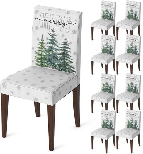 Vista 7 de Horaldaily Fundas para sillas de árboles de pino blanco de Navidad, 4