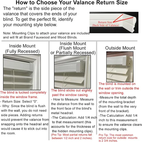 Vista 6 de Faux Wood Blinds Valance for Horizontal and Venetian Blinds (Hidden Valance Clips Included). Inside or Outside Mount - Custom Made to Your