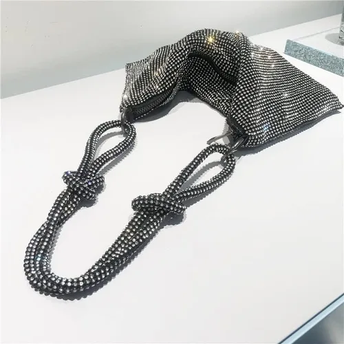 Vista 3 de UMREN Bolsos Hobo con diamantes de imitación para mujer, elegante bolso de noche de cristal brillante para fiesta, club, boda