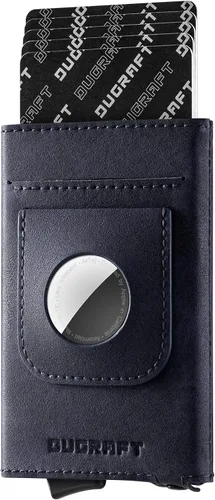 Vista 8 de DUGRAFT - Cartera desplegable compatible con AirTag, soporte para tarjetas Negro