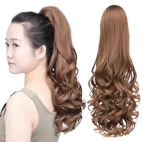 Vista 41 de SYXLCYGG Auburn Clip Cola de caballo Clip Cola de caballo Extensión de cola de caballo ondulado 10 pulgadas 3.5 oz pelo sintético falso pieza