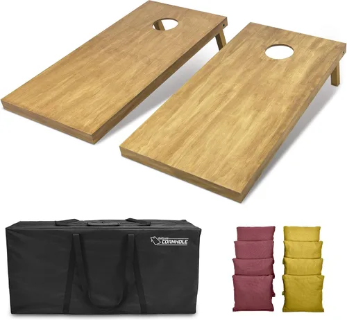 Vista 37 de GoSports 4 ft x 2 ft Regulation Size Wooden Cornhole Boards Set with Light Brown Finish - Includes Carrying Case and Bean Bags Negro- gris