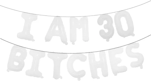 Vista 6 de Globos multicolor con texto en inglés "I AM 30 BITCHES" para decoración de cumpleaños de 30 años para ella (30 perras, negro)