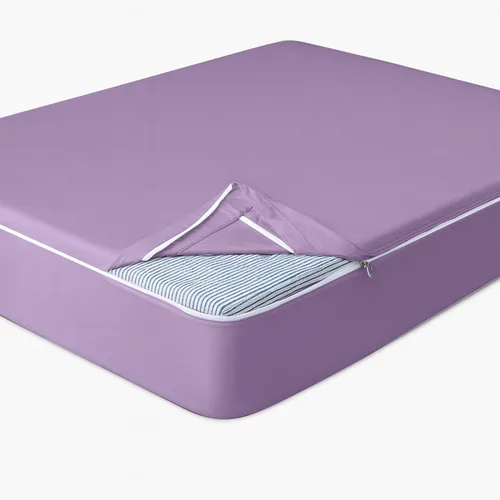 Vista 32 de Twin Zip Sheet 39x75-3 Piece Full Size Zipper Fitted Sheet - 1 Base & 2 Top Sheet - 1200TC 100% Cotton Breathable & Cooling - Fits 15" Deep Pockets