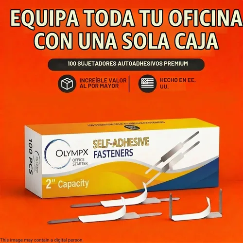 Vista 3 de OLYMPX 100 bases de sujeción de papel autoadhesivas de 2 pulgadas de capacidad, centro de 2.75 pulgadas para accesorios de carpetas de archivos