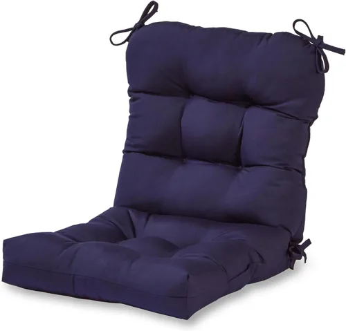 Vista 30 de Cojines para silla de exterior con bisagras, diseño de una sola pieza, cojín reversible para asiento y respaldo de patio con lazos, tela de Aloha