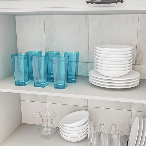 Vista 6 de Top-spring Vaso de Agua de Plástico Reutilizable de 20 Onzas, Vasos Transparentes Irrompibles para Beber, Sin BPA, Juego de 6 Vasos Azules