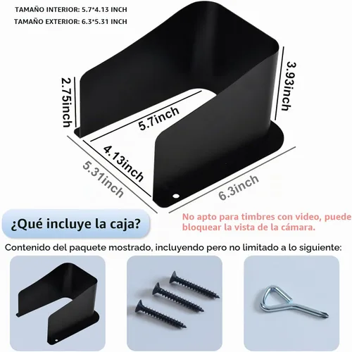 Vista 2 de Cubierta de lluvia para timbre de puerta, cubierta de control de acceso de metal, protector de cámara de video, timbre de acero laminado en frío