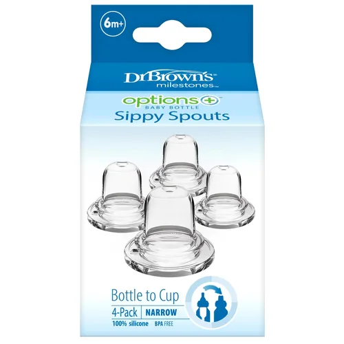 Vista 10 de Dr. Brown's Milestones Options+ Boquillas para sorber estrechas, paquete de 4 Boquillas transparentes