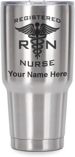 Vista 63 de LaserGram Vaso aislado al vacío de 20 onzas, enfermera registrada RN, grabado personalizado incluido (negro)