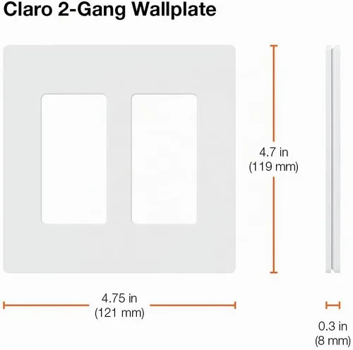 Vista 3 de Lutron Claro Placa de Cubierta para Interruptor de Luz, Placa de Pared de 2 Gang, para Interruptores de Luz Decorativos, Cubierta de Interruptor