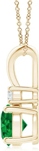 Vista 2 de Angara Collar con colgante solitario de esmeralda natural para mujeres, niñas en oro macizo de 14 quilates, platino y plata de ley, piedra natal