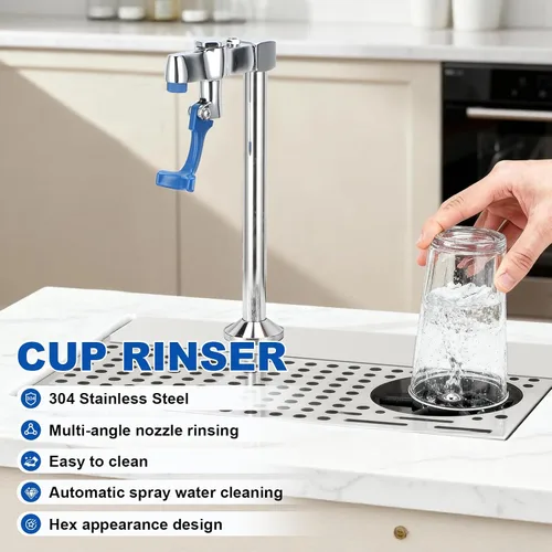 Vista 6 de Topyond Enjuague de vidrio, lavadora comercial de vasos de acero inoxidable con salida de agua multiángulo, enjuague para jarra para bar